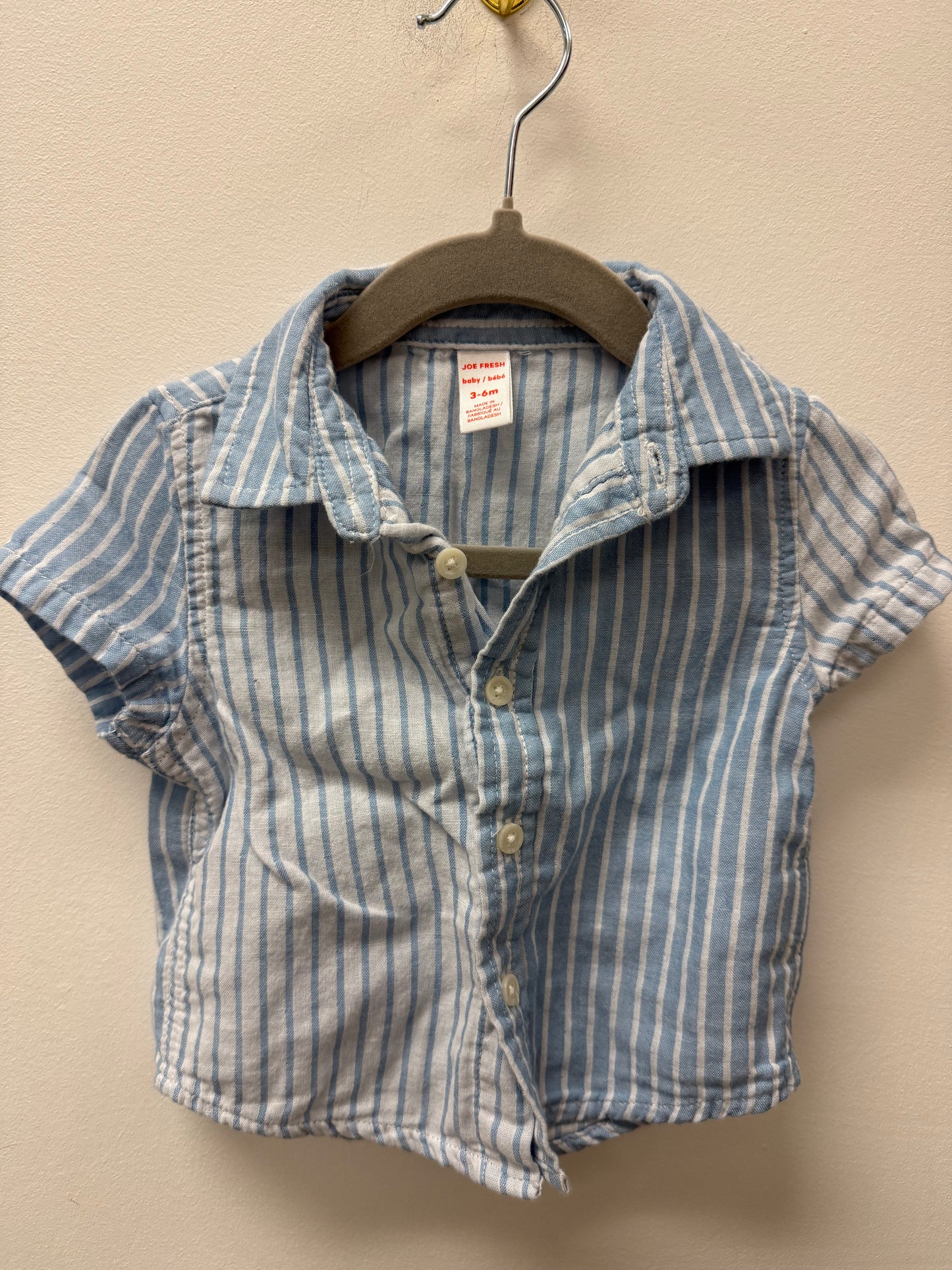JOE FRESH STRIPPED BUTTON UP SIZE 3-6M