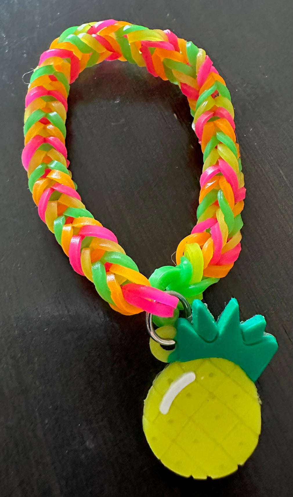 Neon-Coloured Bracelet with Pineapple Charm - Size 4-7