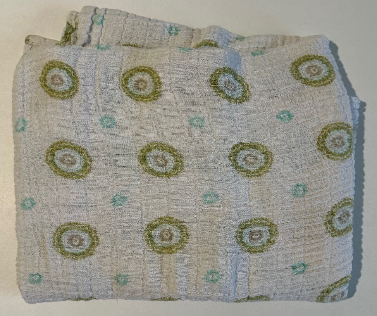 Smart Swaddle, White, Green, and Blue Circle Pattern Swaddle Blanket