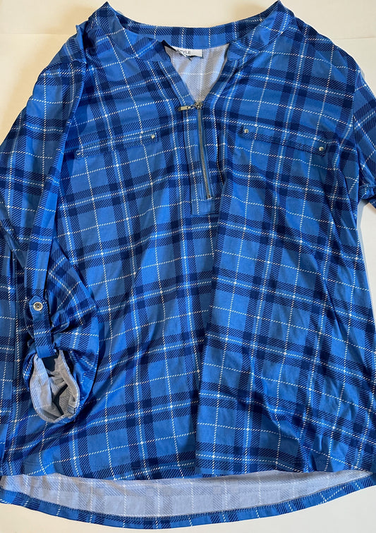 *Adult* My Style, Blue Plaid Top - Size Medium