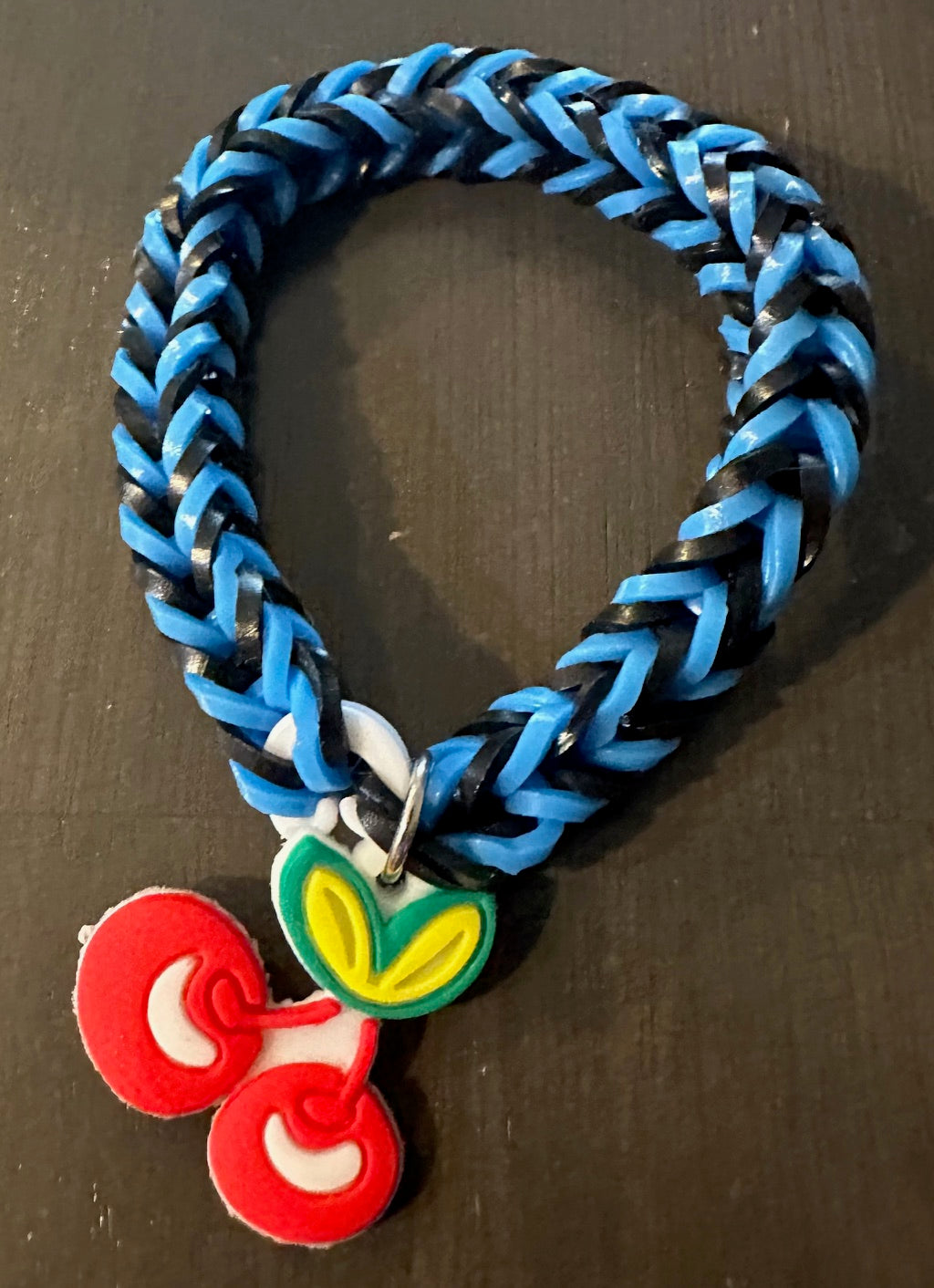 Blue and Black Bracelet with Cherry Charm - Size 6-10