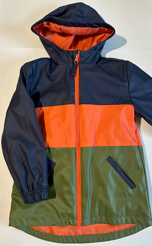 Andy & Evan, Navy Blue, Orange, and Green Jacket with Fleece Zip-Out Vest - Size XS (4/5)