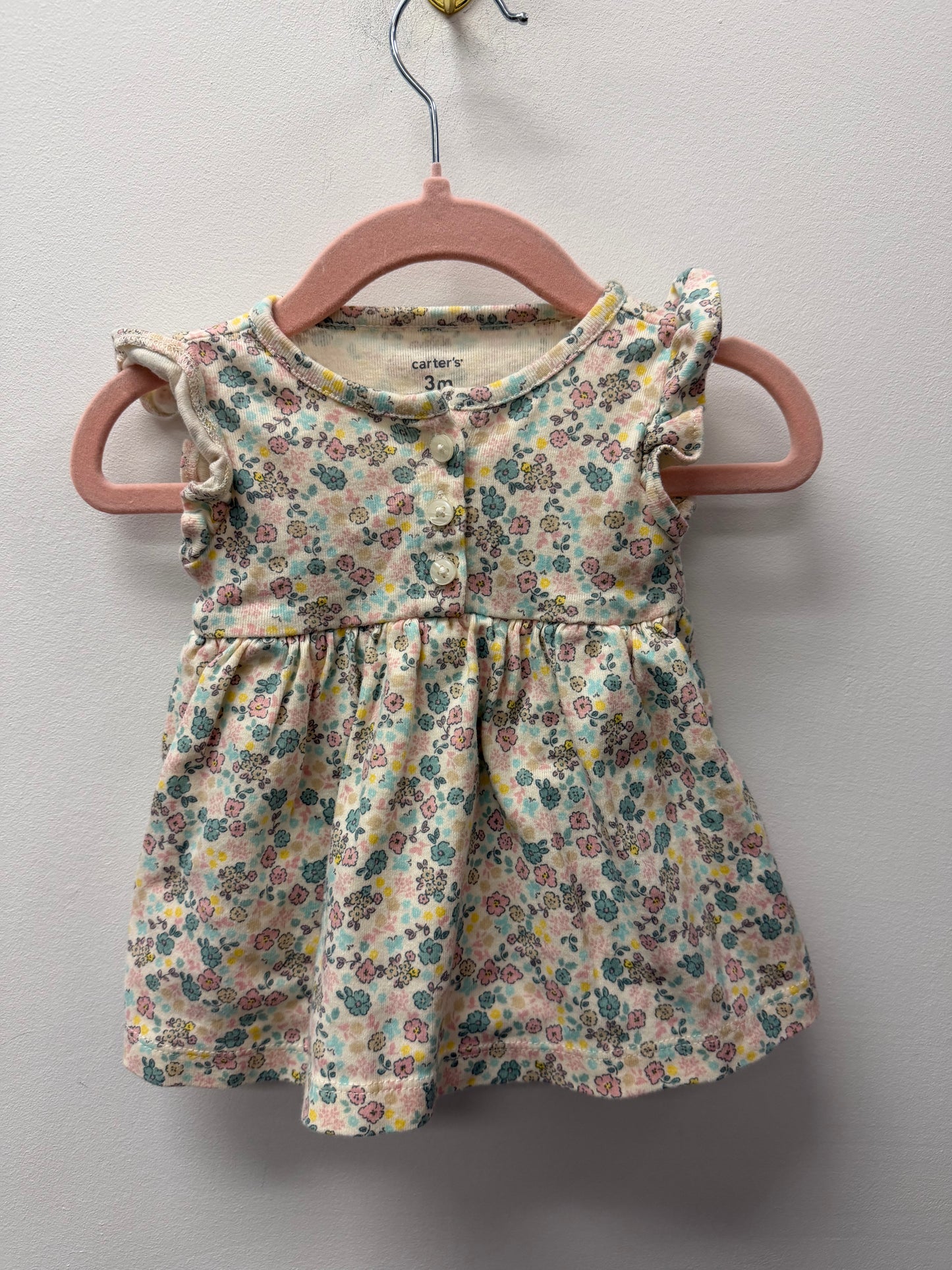 CARTERS FLORAL ONESIE DRESS SIZE 3M