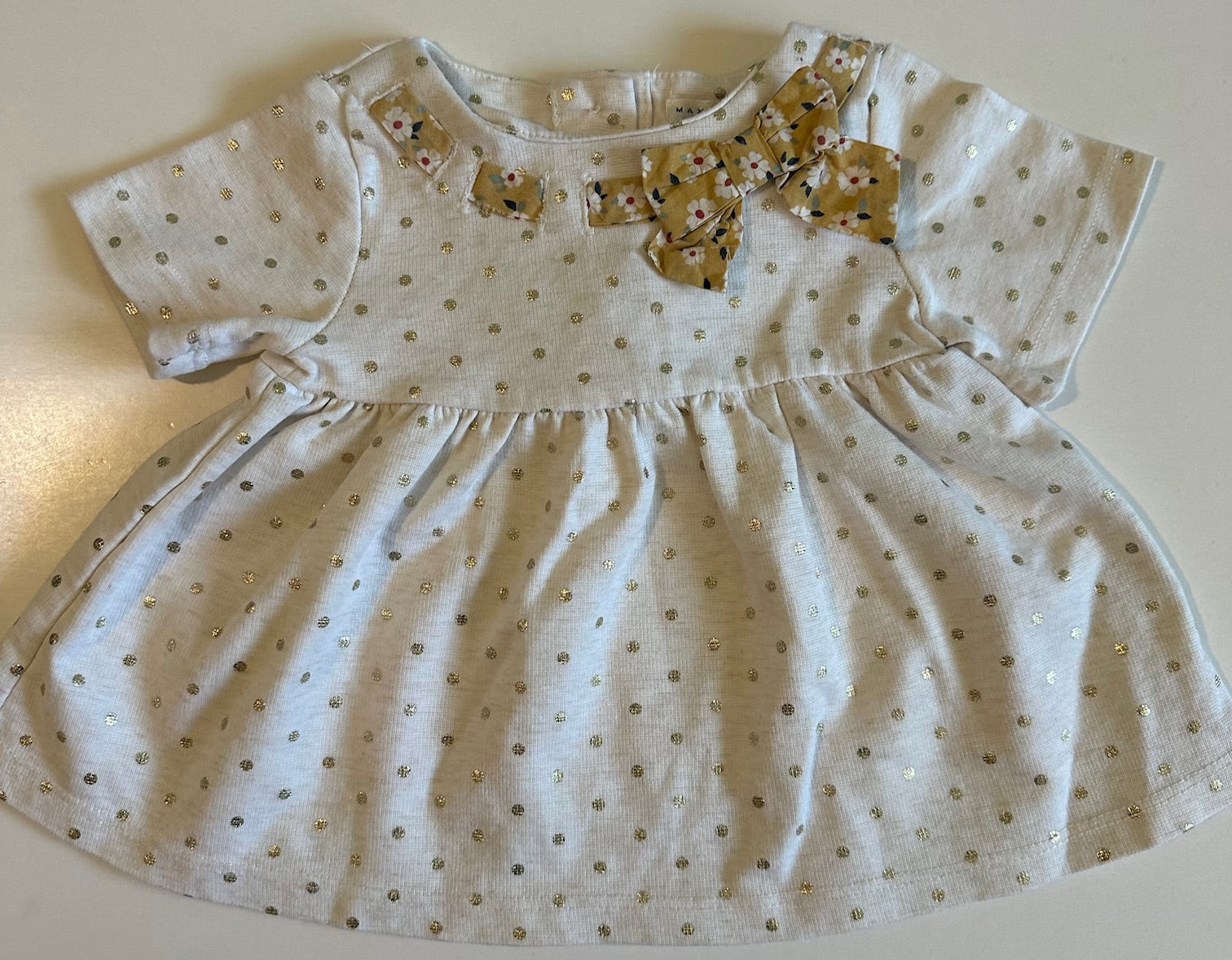 Max Studio Gold Polka Dot Dress 6 9 Months Linen for Littles