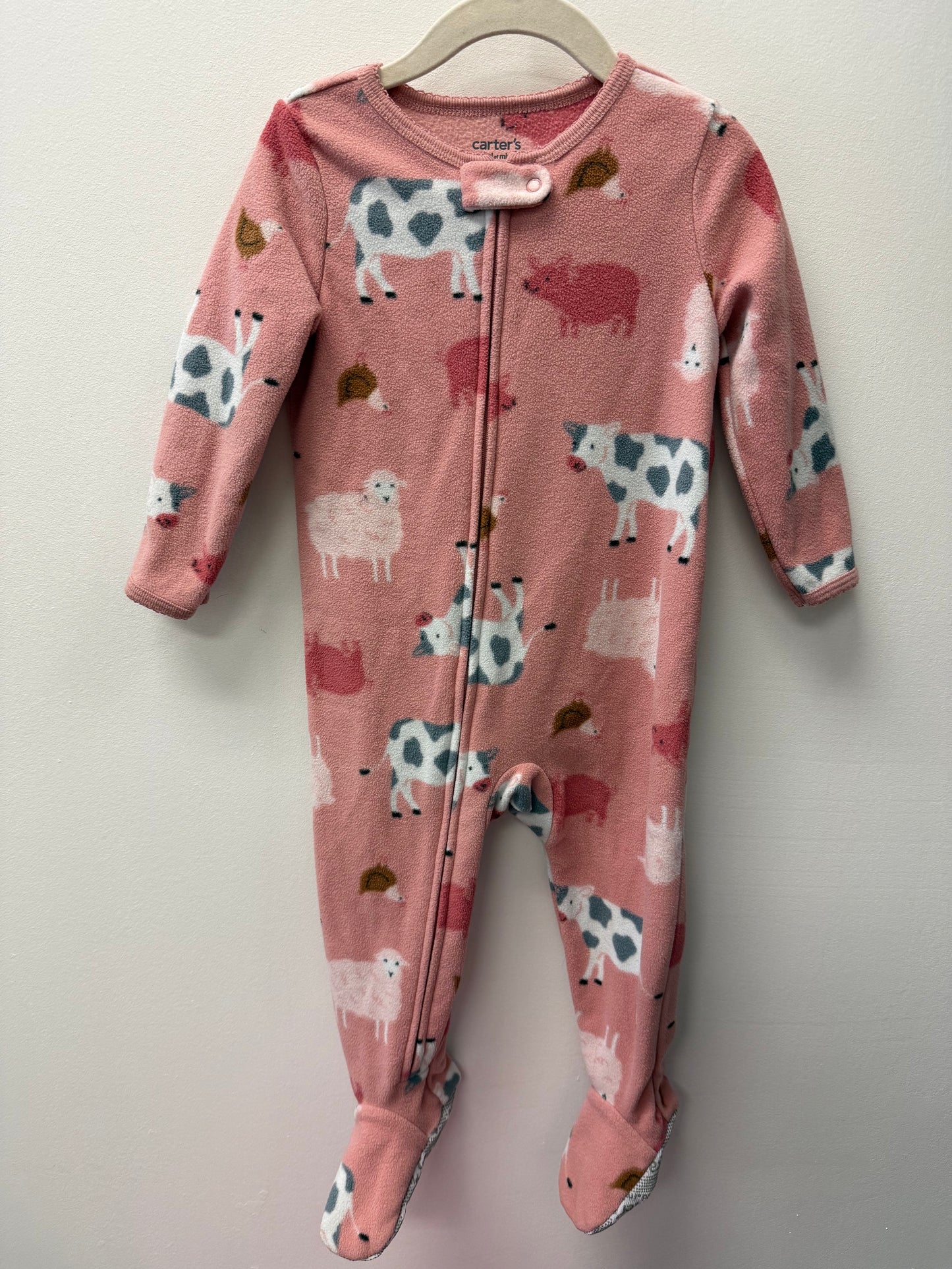 CARTERS FLEECE PINK FARM SLEEPER SIZE 18M