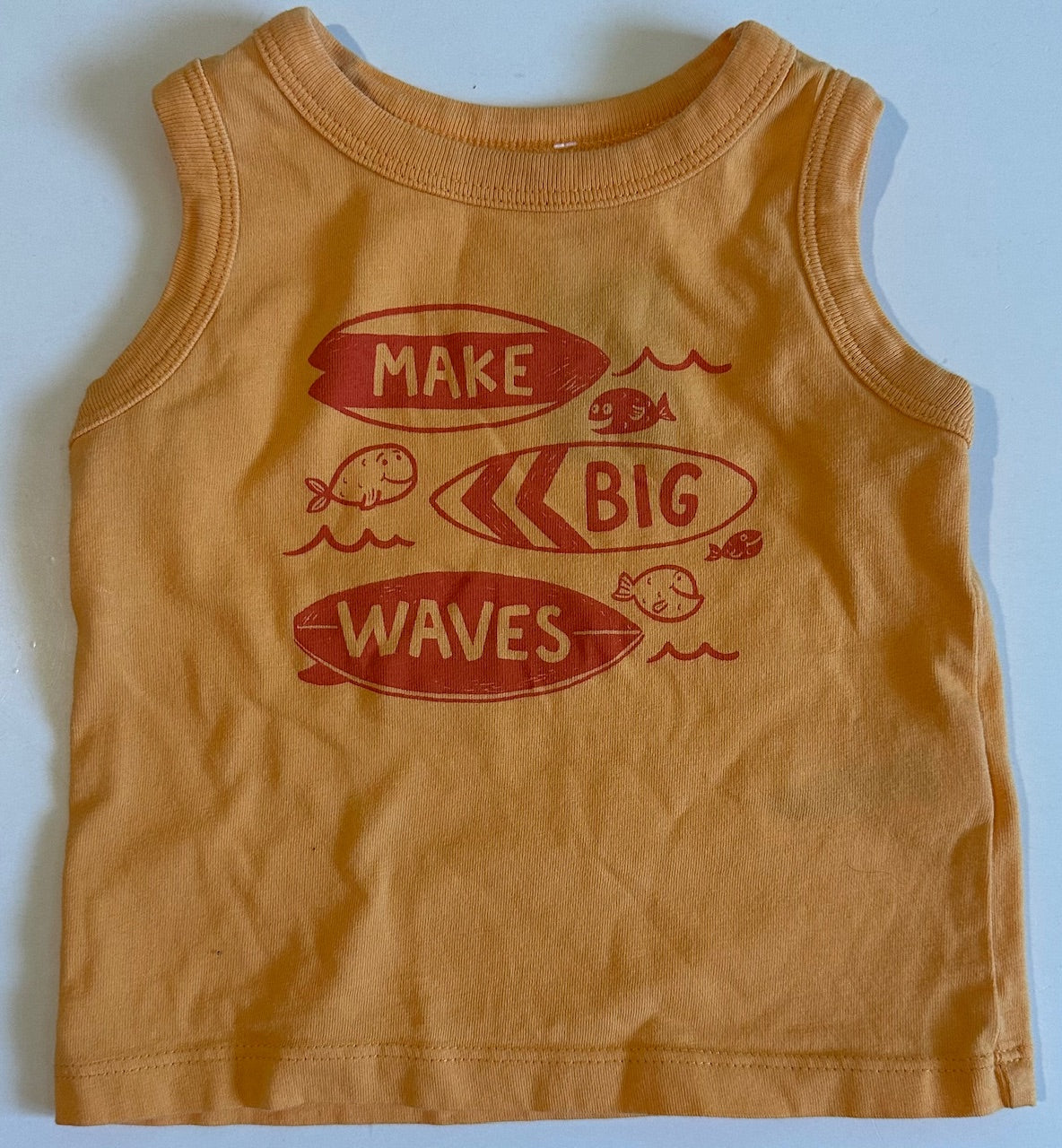 Joe Fresh, Orange "Make Big Waves" Muscle Shirt - 6-12 Months