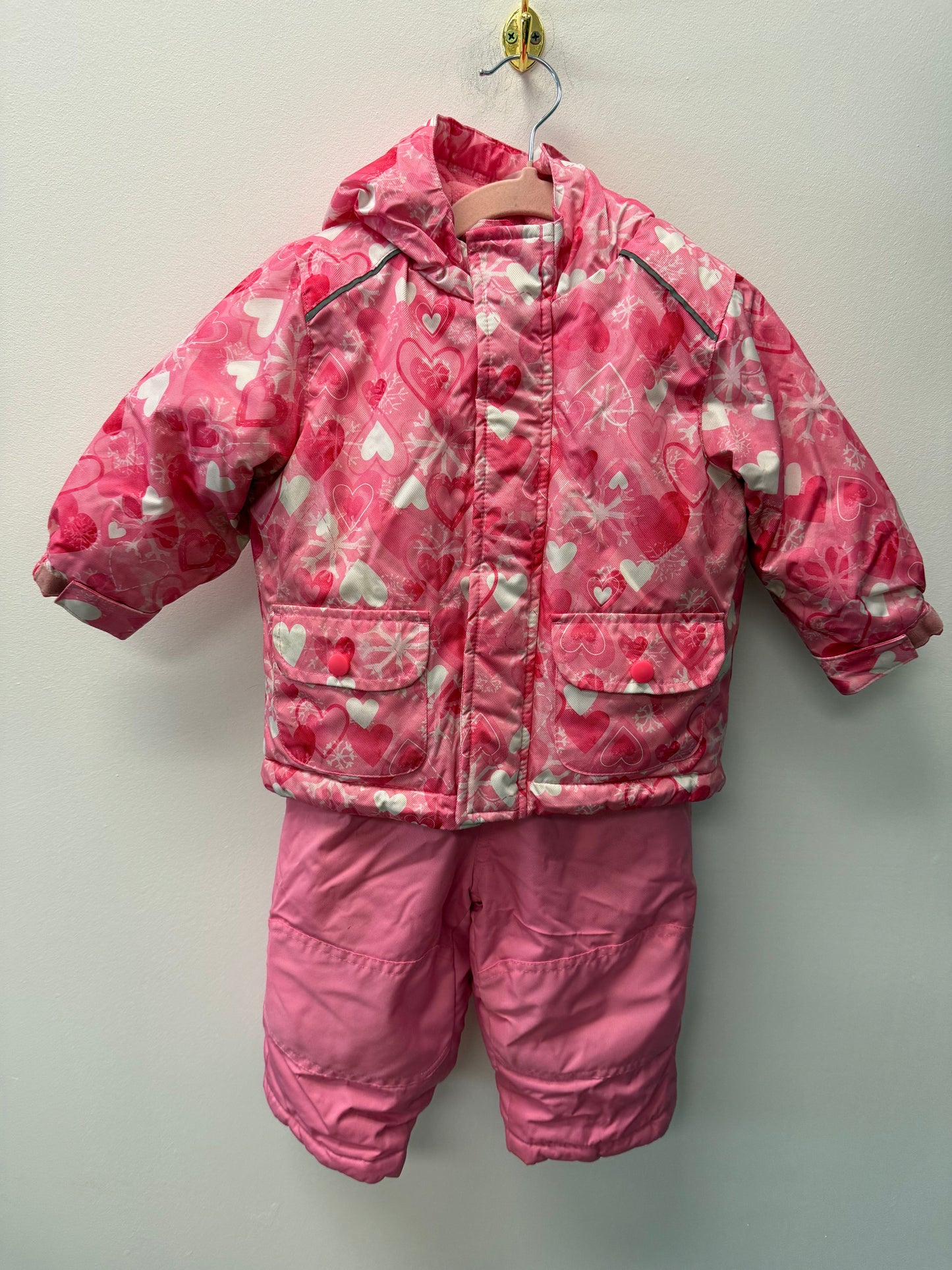 GEORGE PINK HEART SNOWSUIT SIZE 12-18M