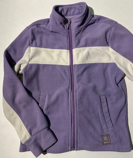 *Play* Roots, Purple and White Fleece Zip-Up - Size Medium (7-8)