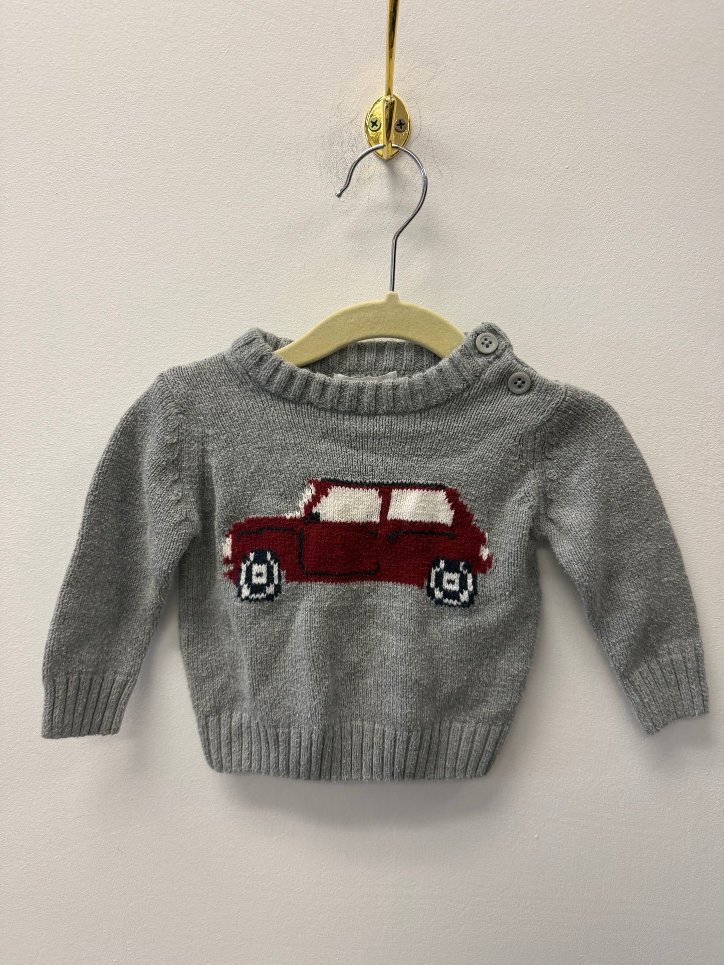 JOE FRESH KNITTED RED CAR SWEATER SIZE 3-6M