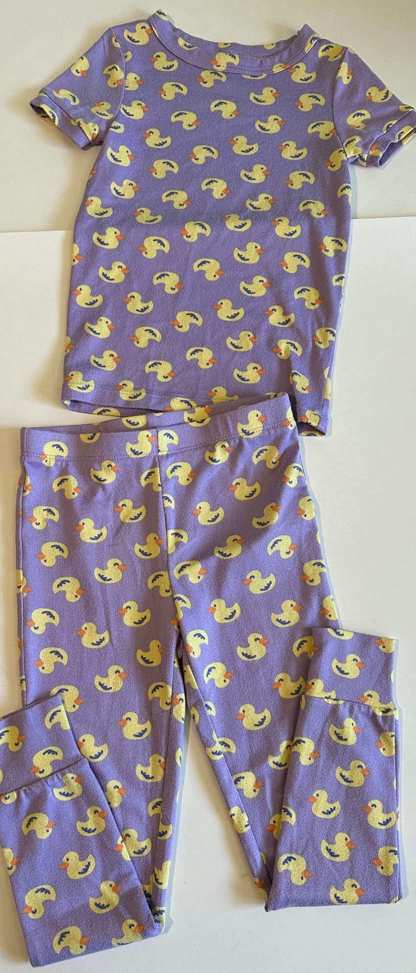 Joe Fresh, Purple and Yellow Ducks Two-Piece Pyjamas - Size Small (6)