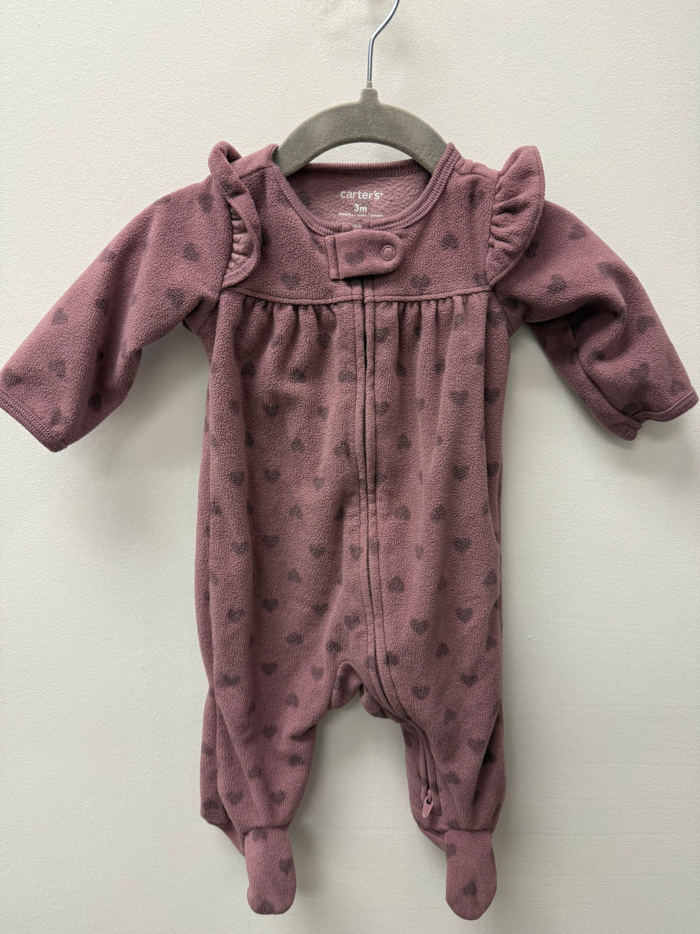 CARTERS FLEECE HEART SLEEPER SIZE 0-3M