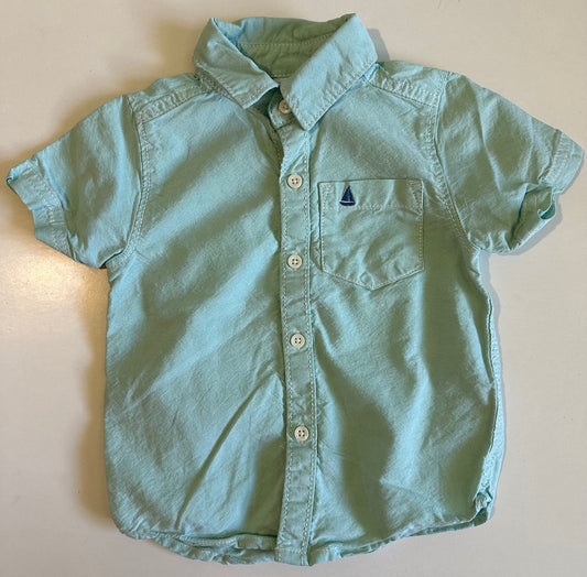 Carter's, Pale Teal Button-Up T-Shirt - 18 Months