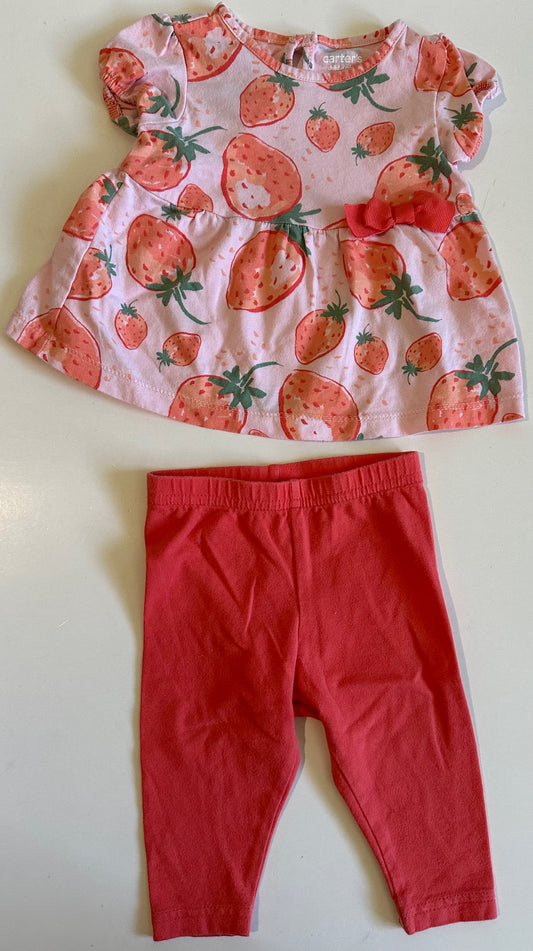 Carter's, Strawberries Shirt and Leggings Set - 3-6 Months