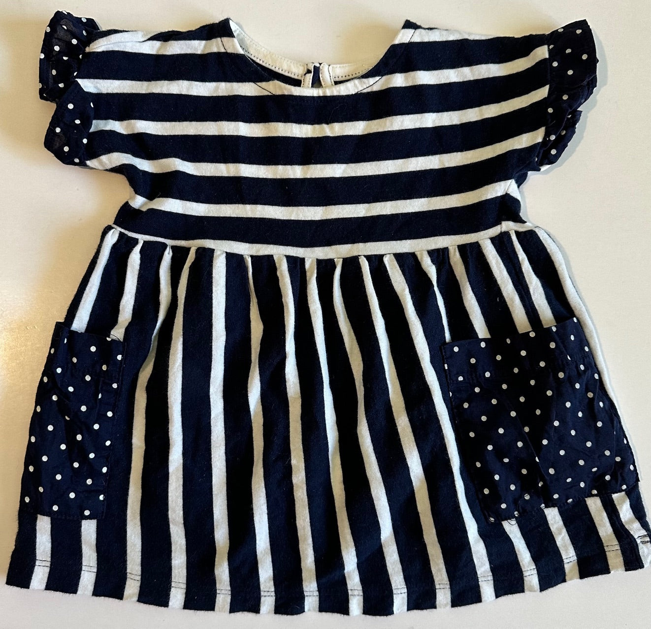 Baby Gap, Navy Blue and White Dress - 3-6 Months