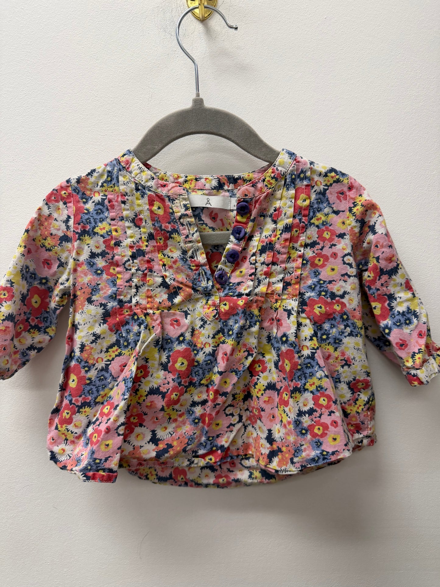 4 MAN FLORAL BLOUSE SIZE 6-12M