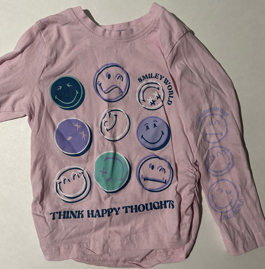 Smiley World, Pink "Think Happy Thoughts" Shirt - Size 5T