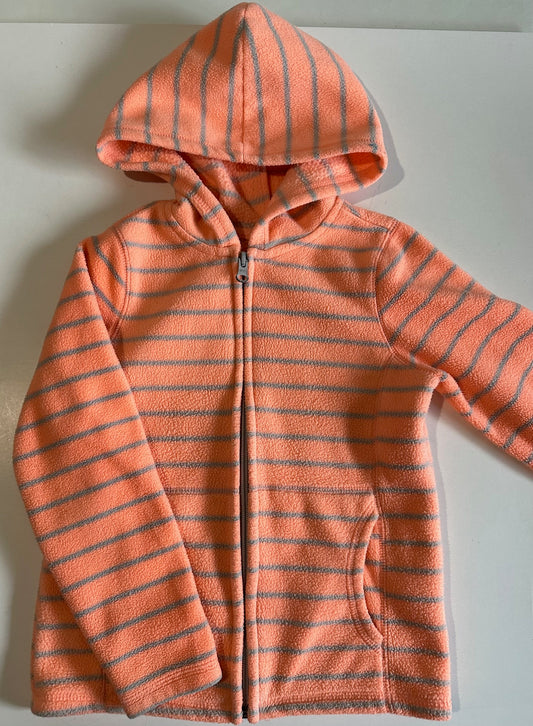 *Play* Old Navy, Bright Orange and Grey Fleece Striped Zip-Up Hoodie - Size XS (5)