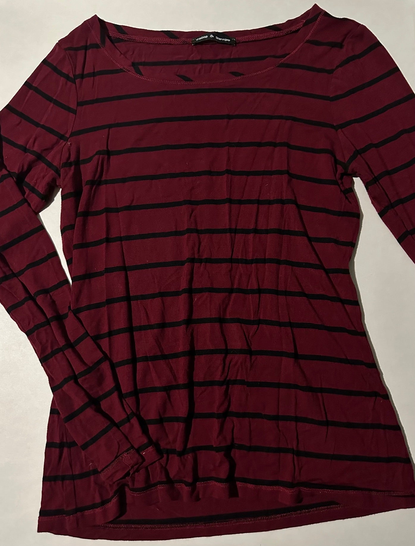 *Adult* Cable & Gauge, Burgundy Striped Shirt - Size Large