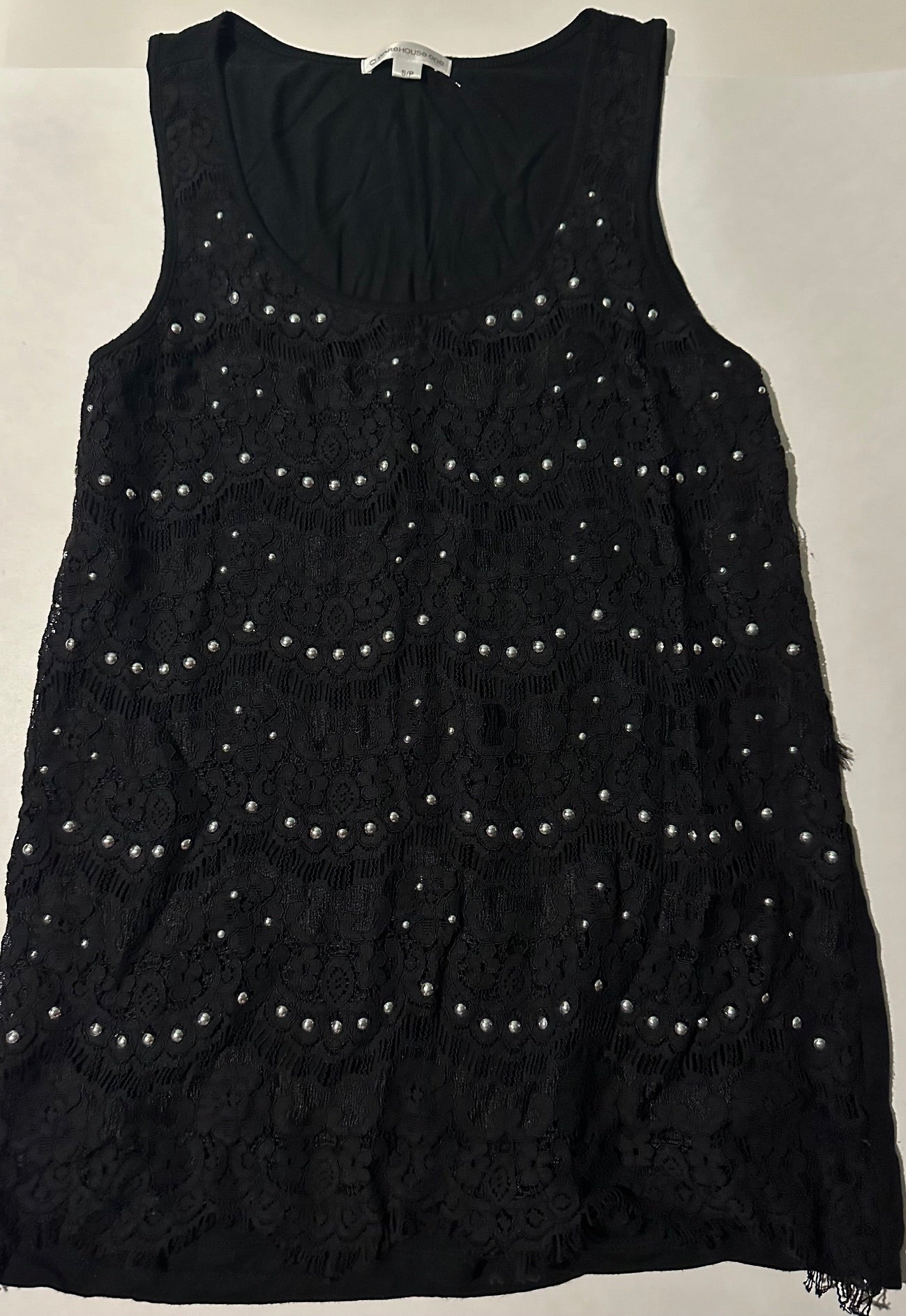 *Adult* Warehouse One, Black and Silver Lacy Top - Size Small