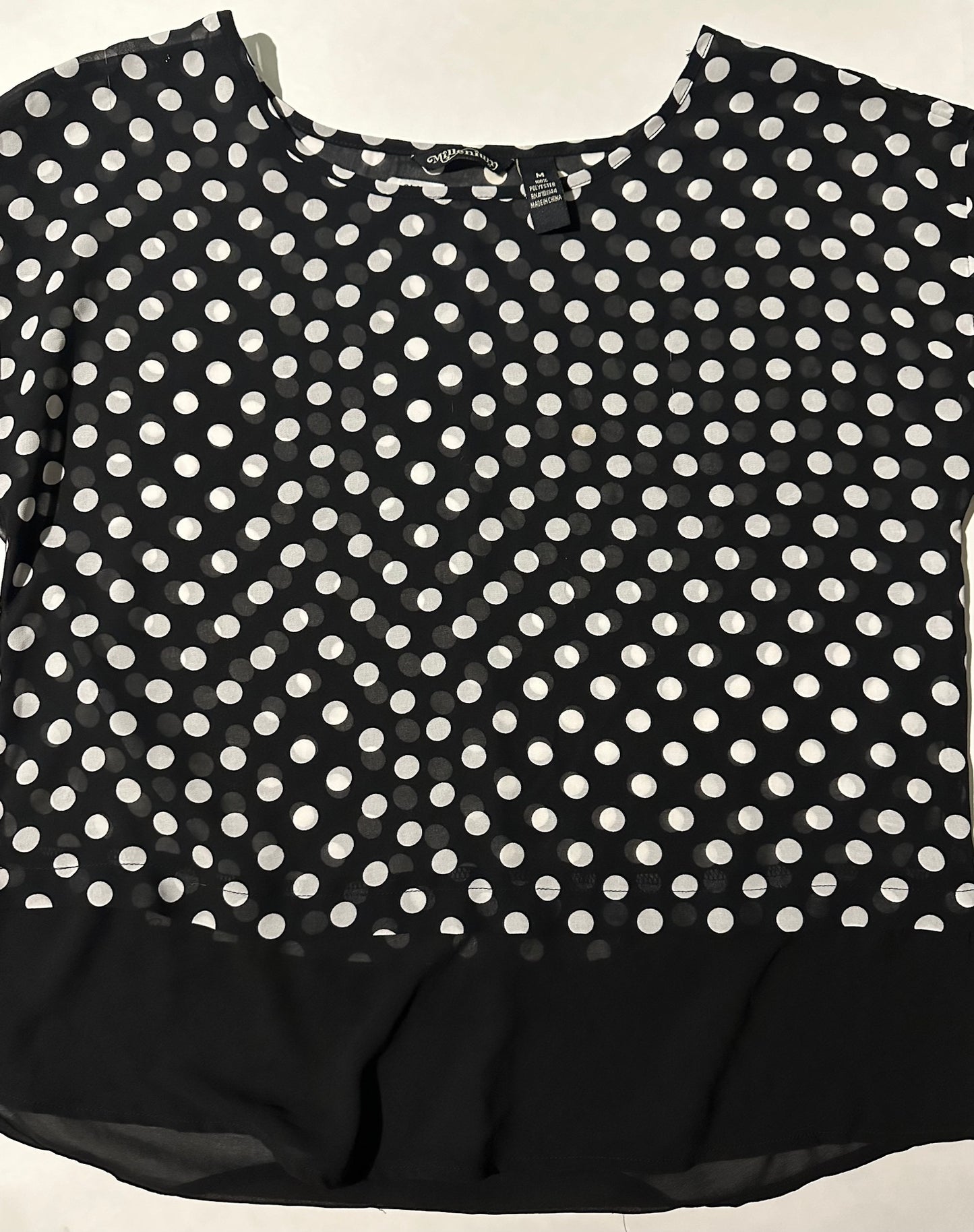 *Adult* Millenium, Black and White Polka-Dot Top - Size Medium