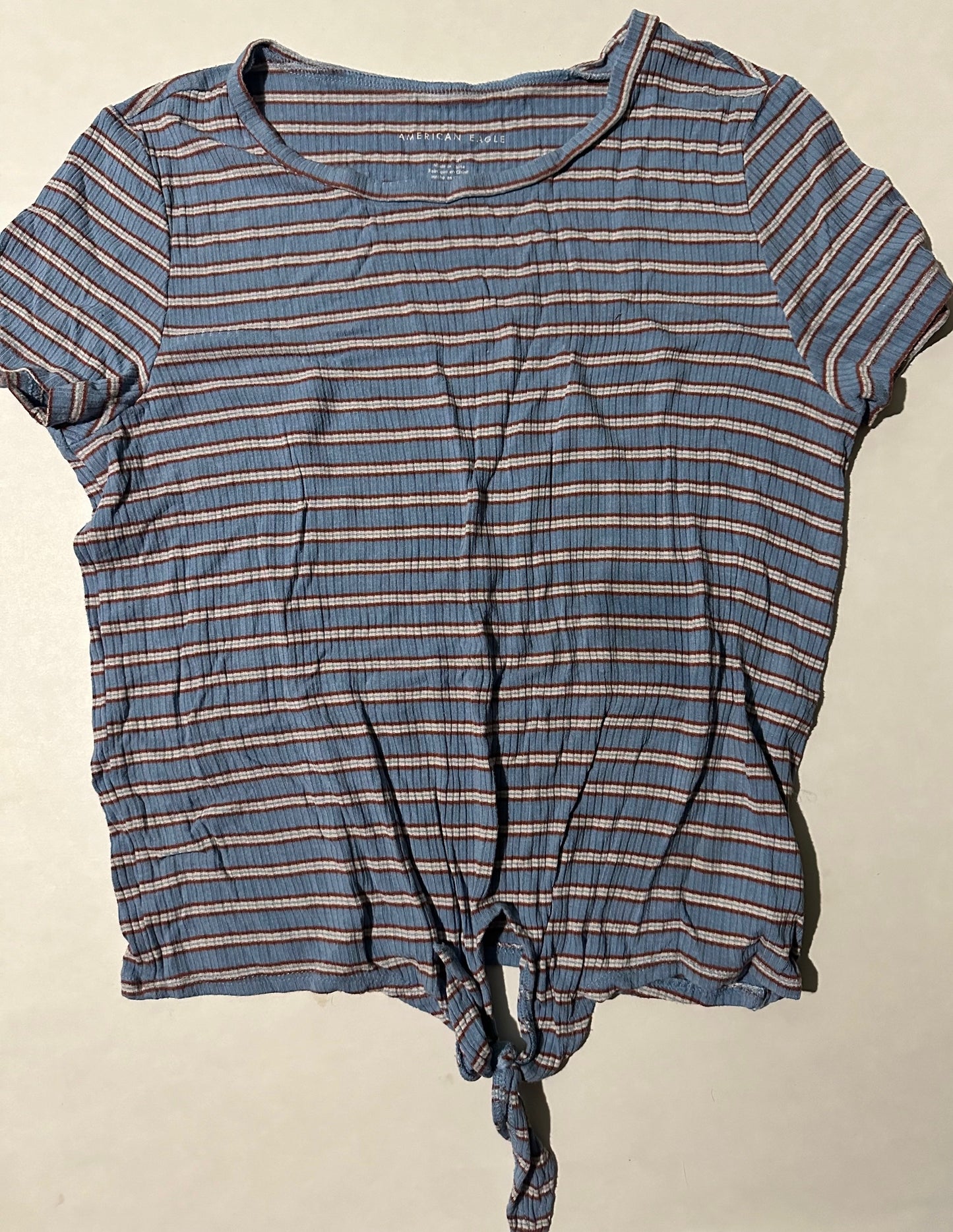 American Eagle, Blue Striped Top - Size Small (12-14)