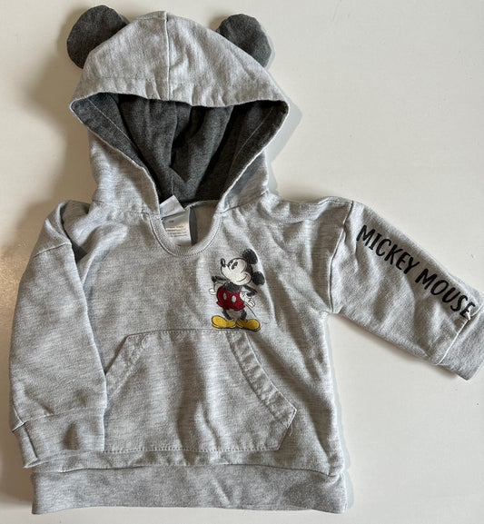 *Play* Disney, Grey Mickey Mouse Hooded Shirt - 12 Months