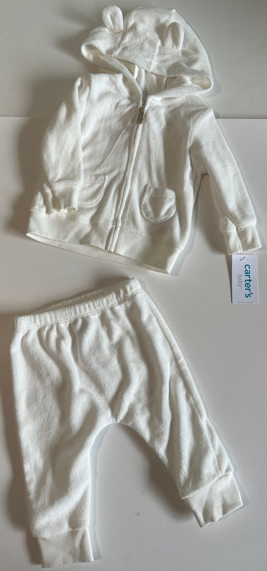 *New* Carter's, Two-Piece Terry Cloth Pants and Zip-Up Hoodie Set - 6 Months