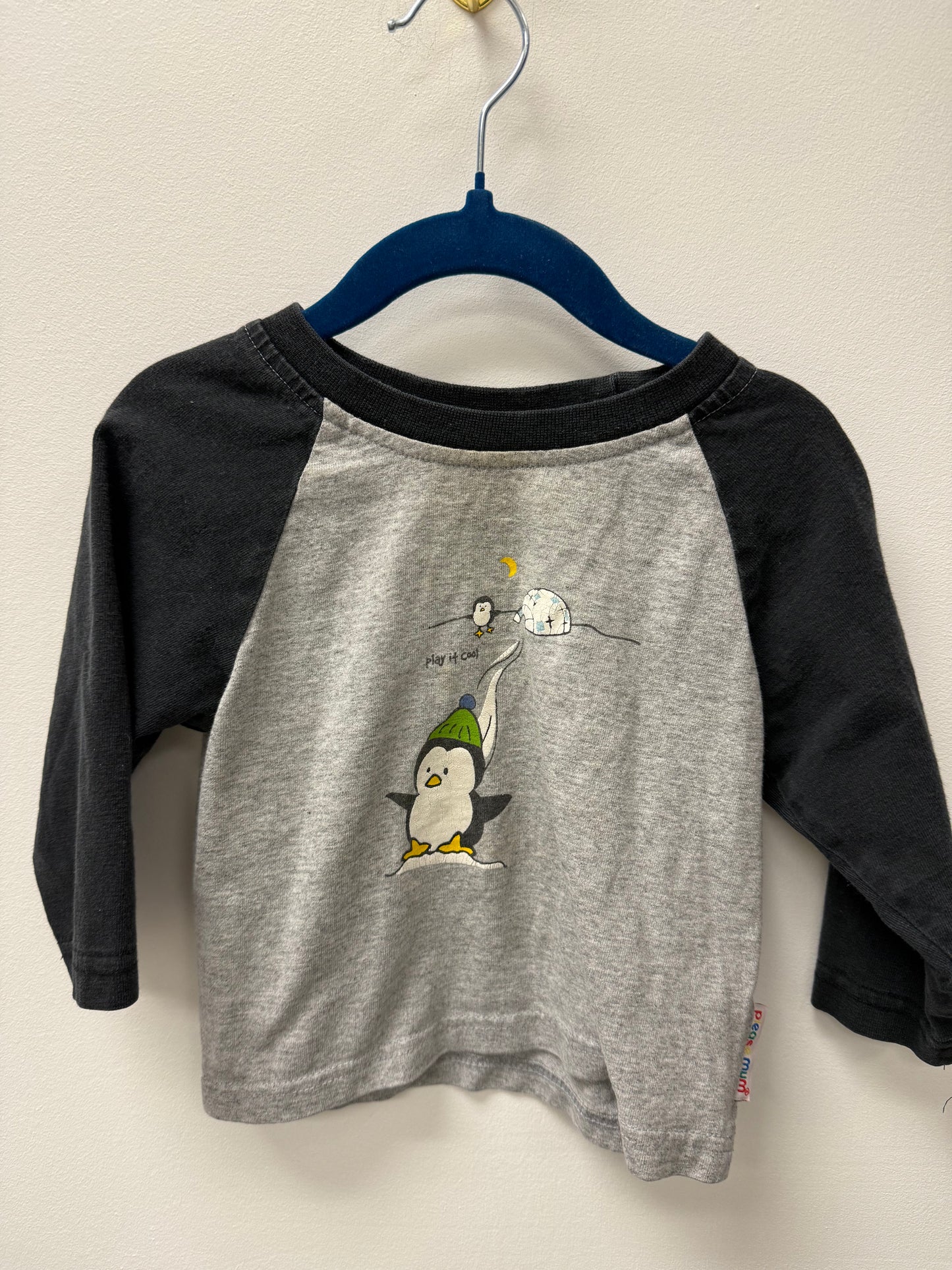 PLEASE MUM PENGUIN SHIRT SIZE 18M