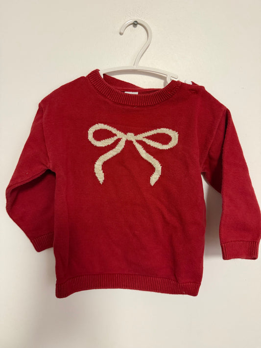 H&M GOLD SPARKLE BOW KNITTED SWEATER SIZE 2T