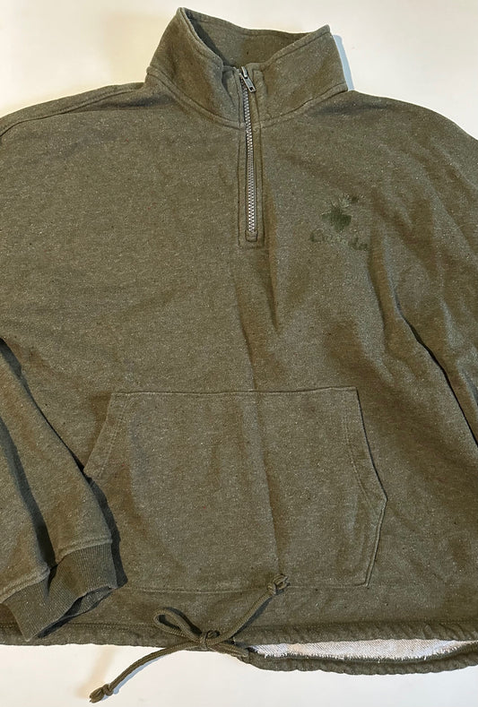 *Adult* Canadiana, Olive Green Speckled Quarter-Zip Pullover - Size XL