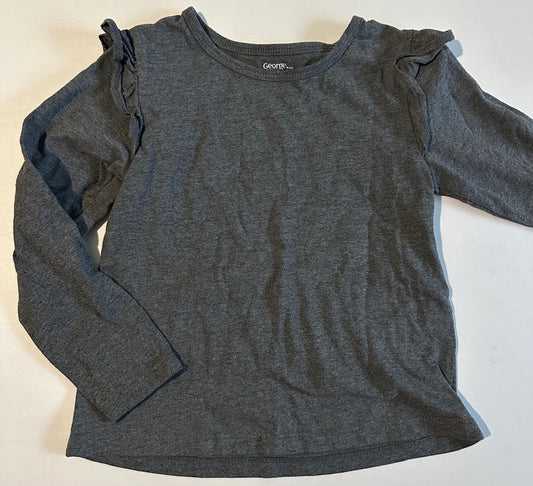 George, Dark Grey Shirt with Ruffle Shoulders - Size 5T