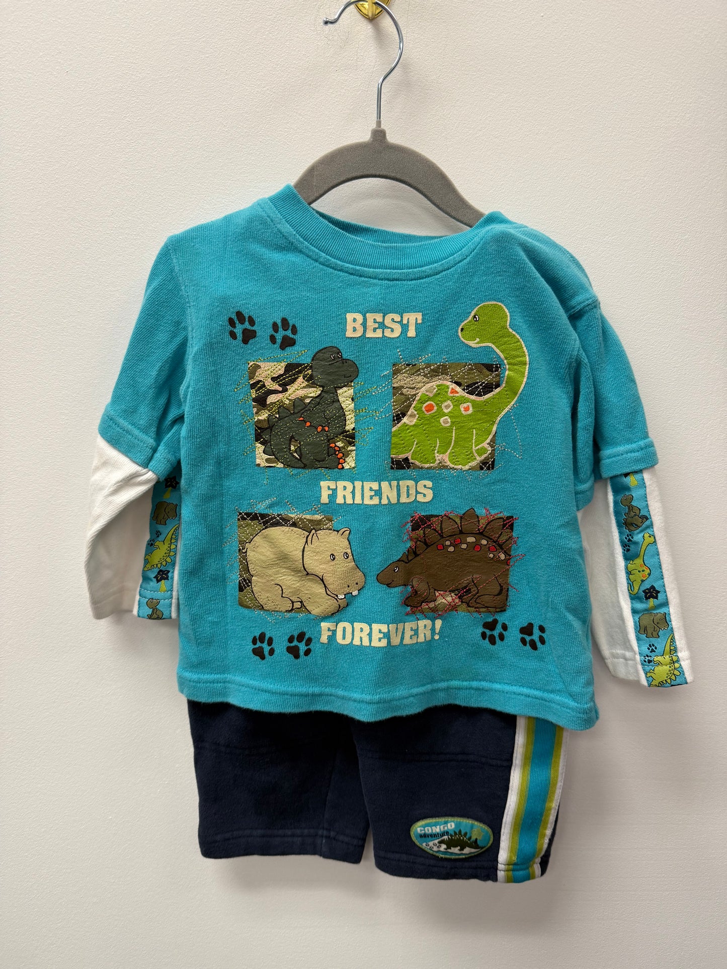 PLEASE MUM 2 PIECE DINO OUTFIT SIZE 18M