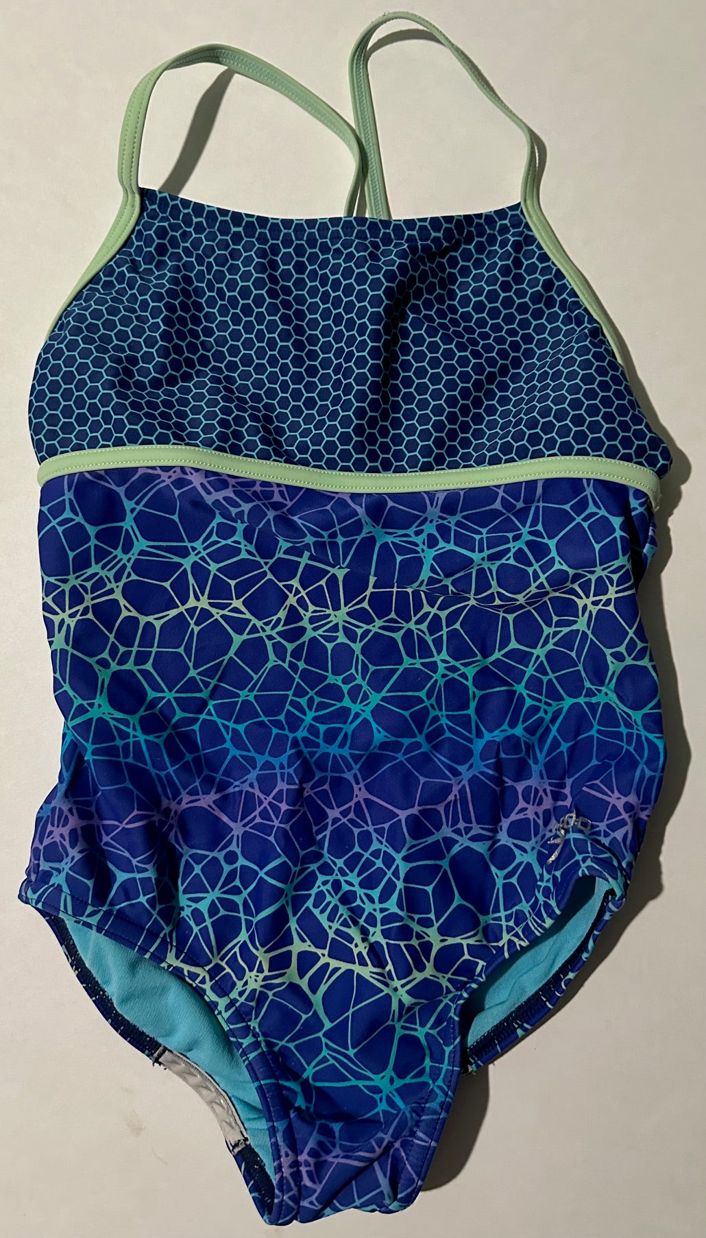 Speedo, Blue Patterned Bathing Suit - Size 8