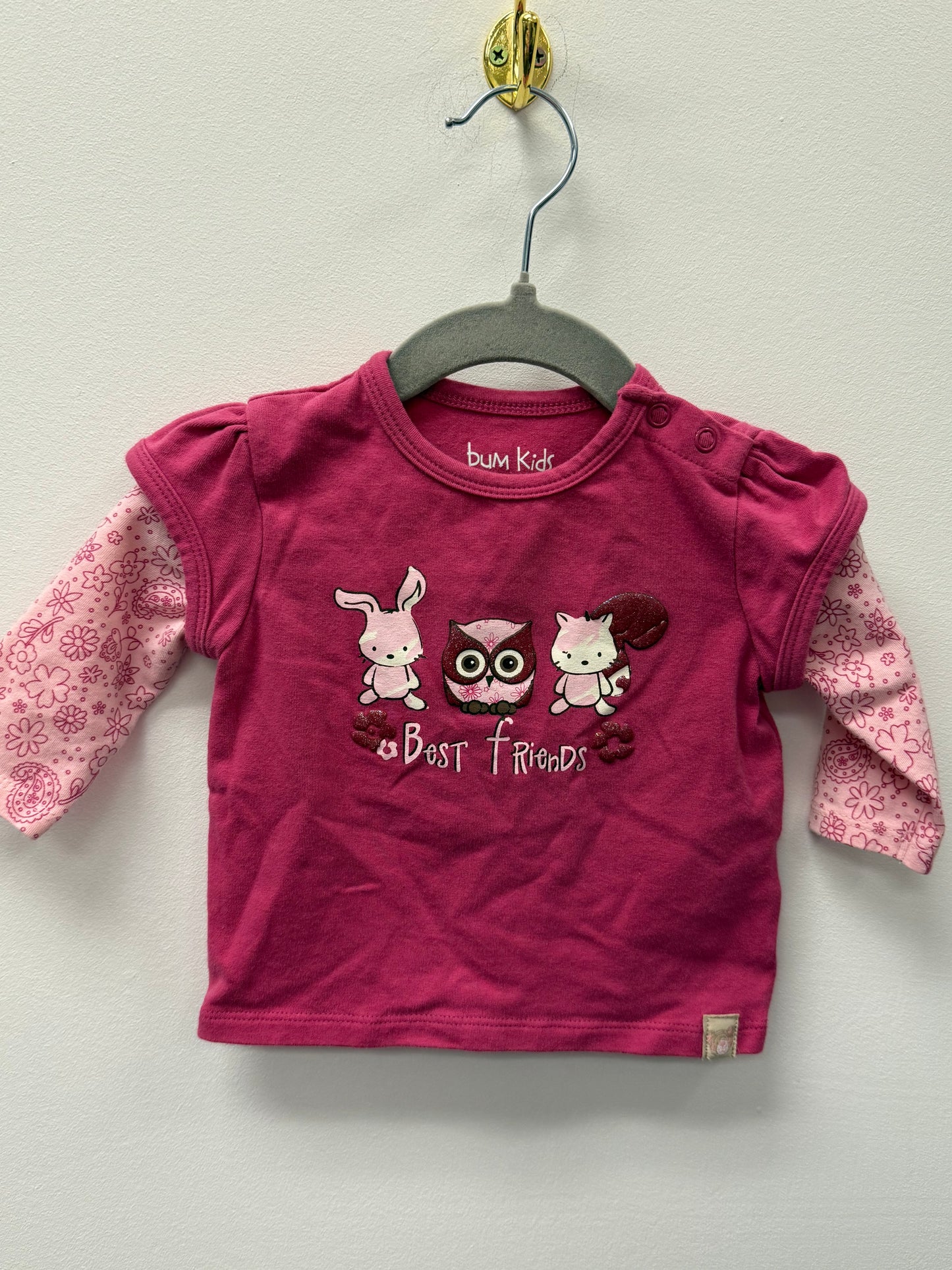 BUM KIDS PINK ANIMAL SHIRT SIZE 3M