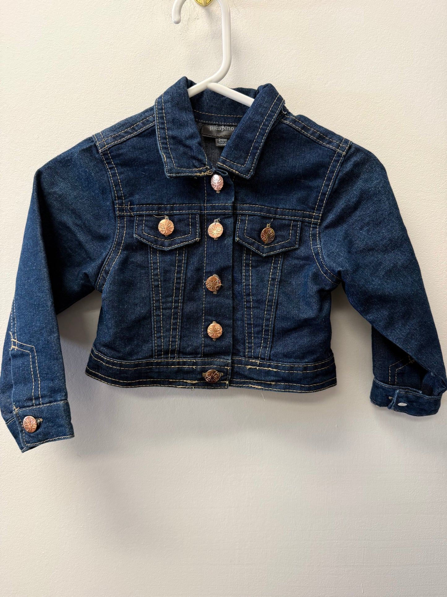 PICCAPINO BUTTERFLY BUTTON JEAN JACKET SIZE 24M