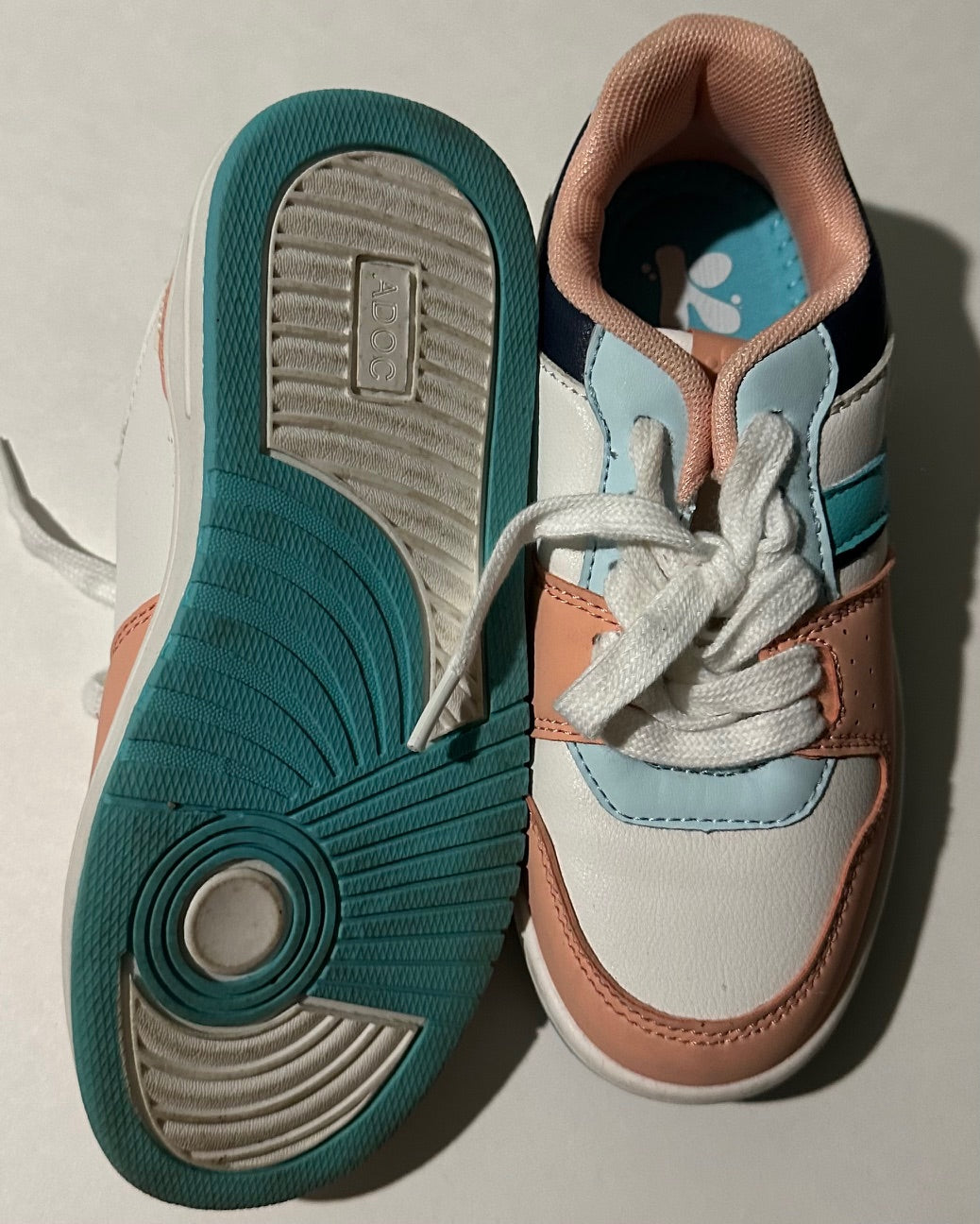 ADOC, Pale Blue, Peach, and White Shoes - Size 3