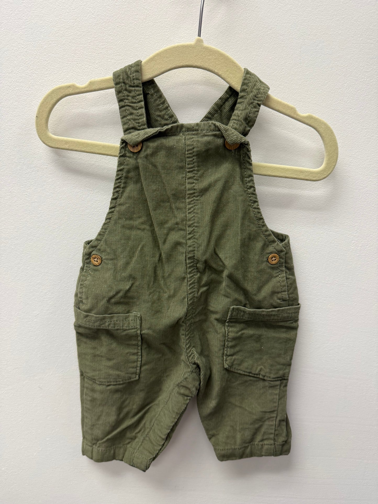 LITTLE PLANET COURDAROY GREEN OVERALLS SIZE NEWBORN
