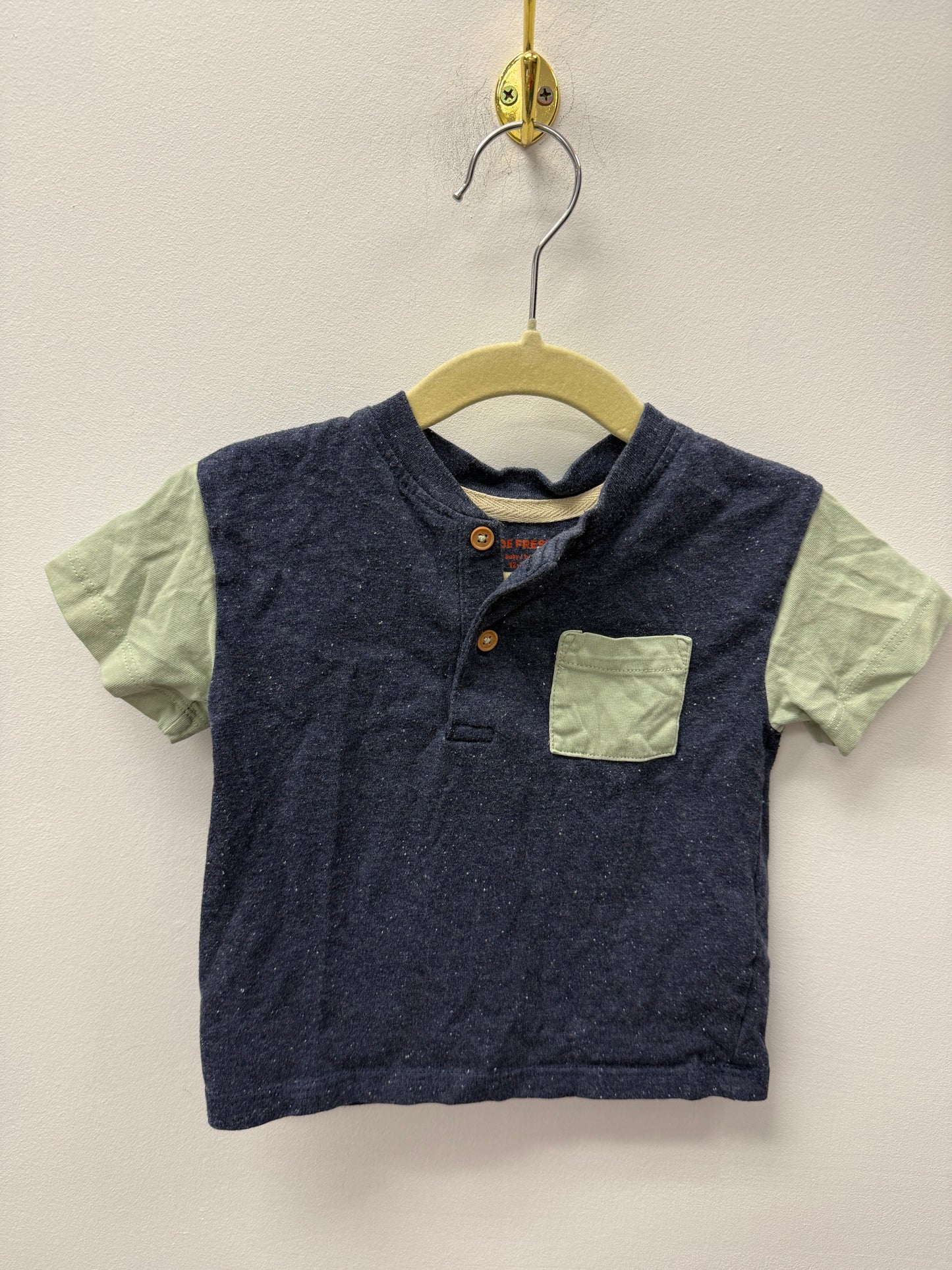 JOE FRESH GREEN POCKET TEE SIZE 12-18M