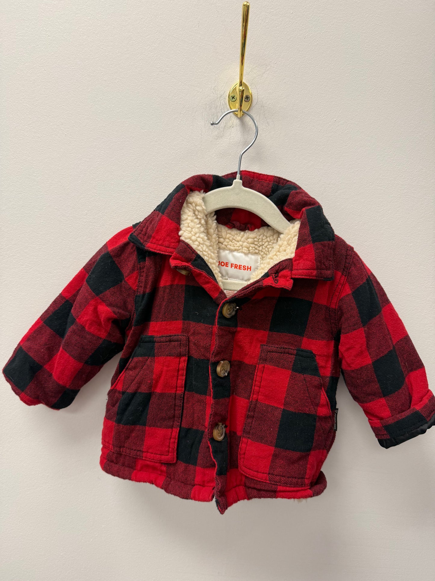 JOE FRESH SHERPA LINED PLAID COAT SIZE 6-12M