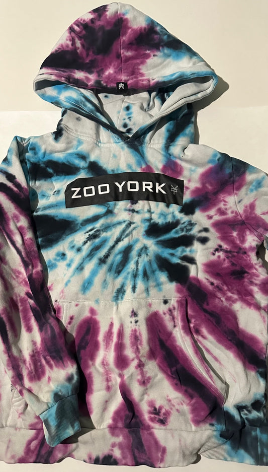 *Play* Zoo York, White, Blue, and Purple Tie-Dye Hoodie - Size Large (14)