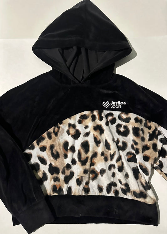 *Play* Justice, Soft Black and Leopard Print Hoodie - Size Small (7/8)