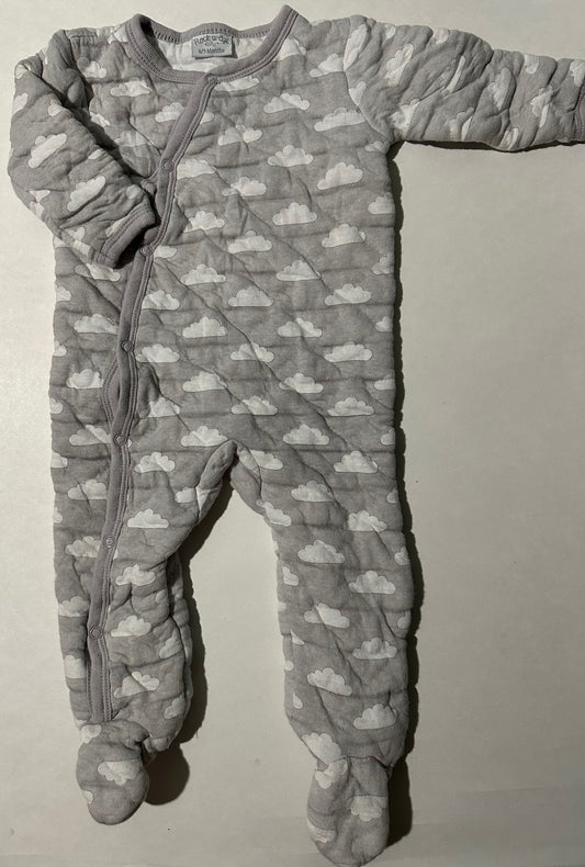 Rock-a-Bye Baby, Grey and White Thick Clouds Sleeper - 6-9 Months