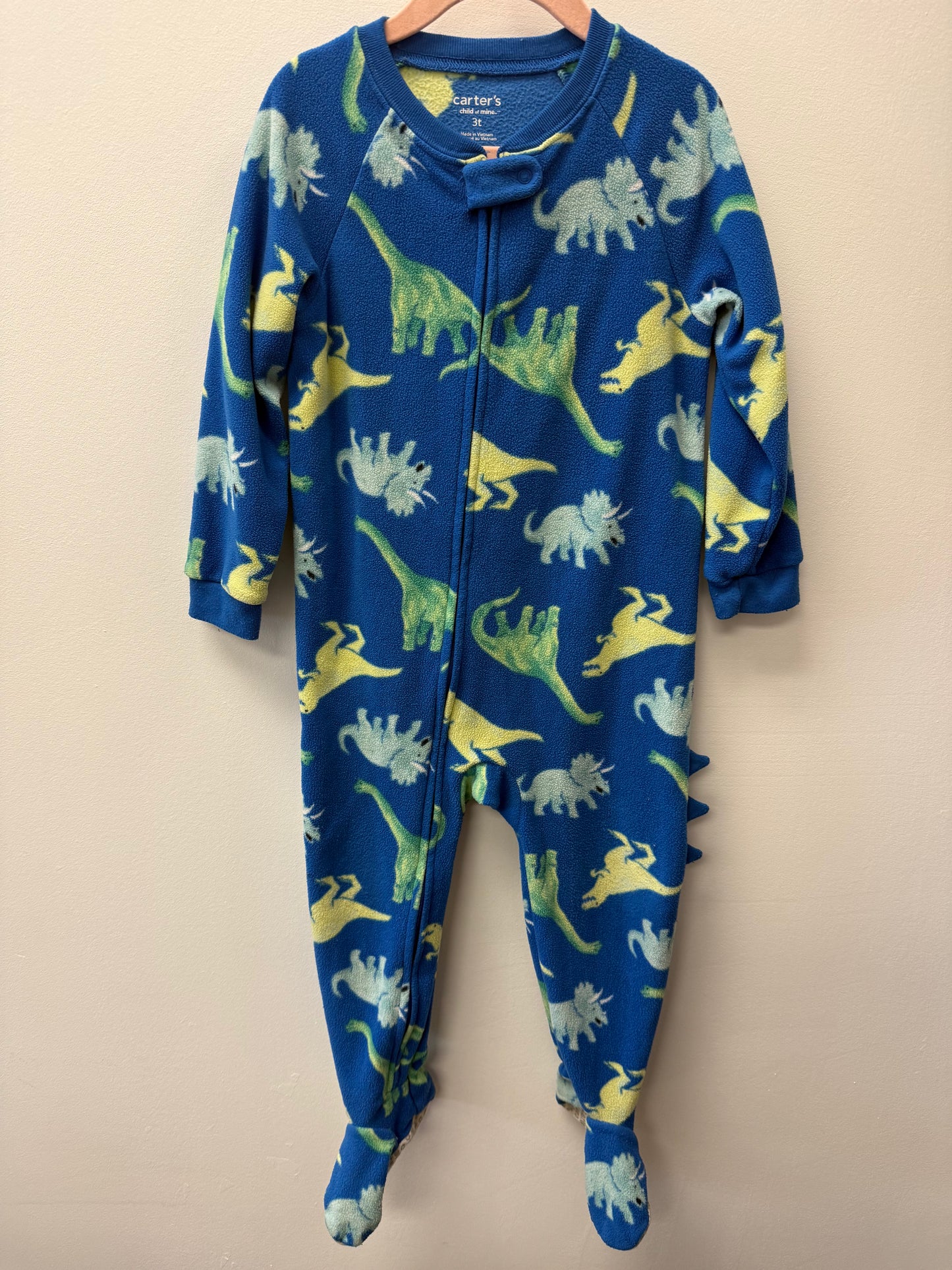 CARTERS FLEECE BLUE DINO SLEEPER SIZE 3T