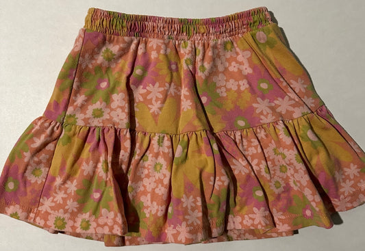 George, Orange Flowery Skort - Size XS (4-5)