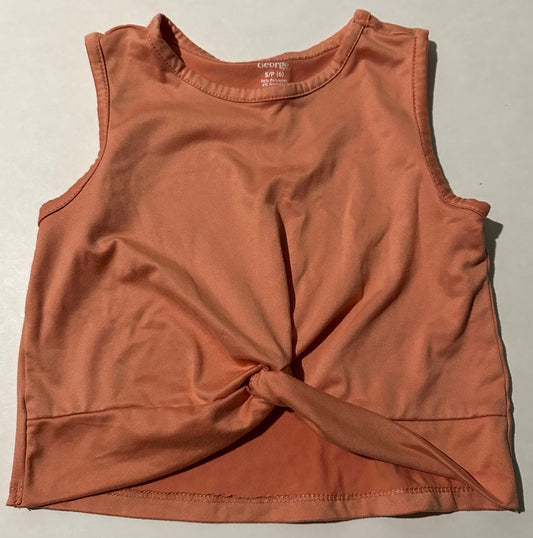 George, Orange Tank Top with Twist Bottom - Size Small (6)