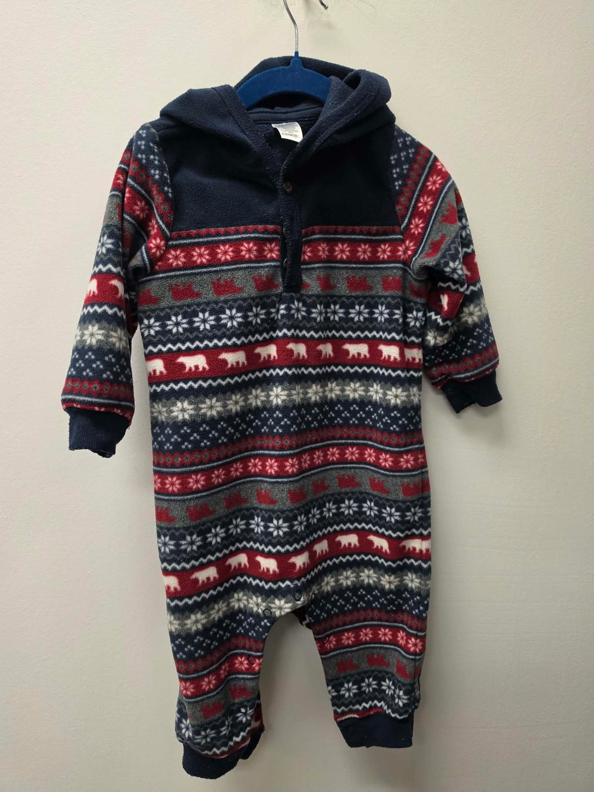 GEORGE FLEECE HOODED ONE PIECE SIZE 12-18M
