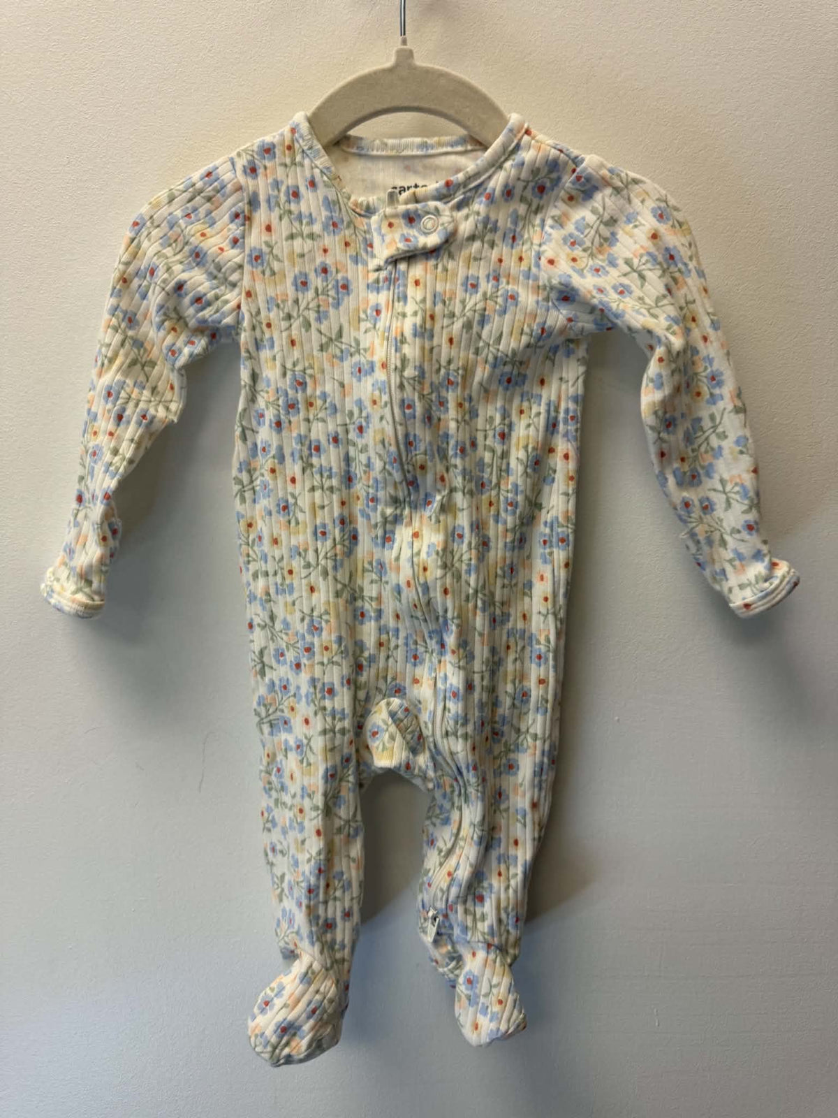 CARTERS BLUE FLORAL SLEEPER SIZE 0-3M
