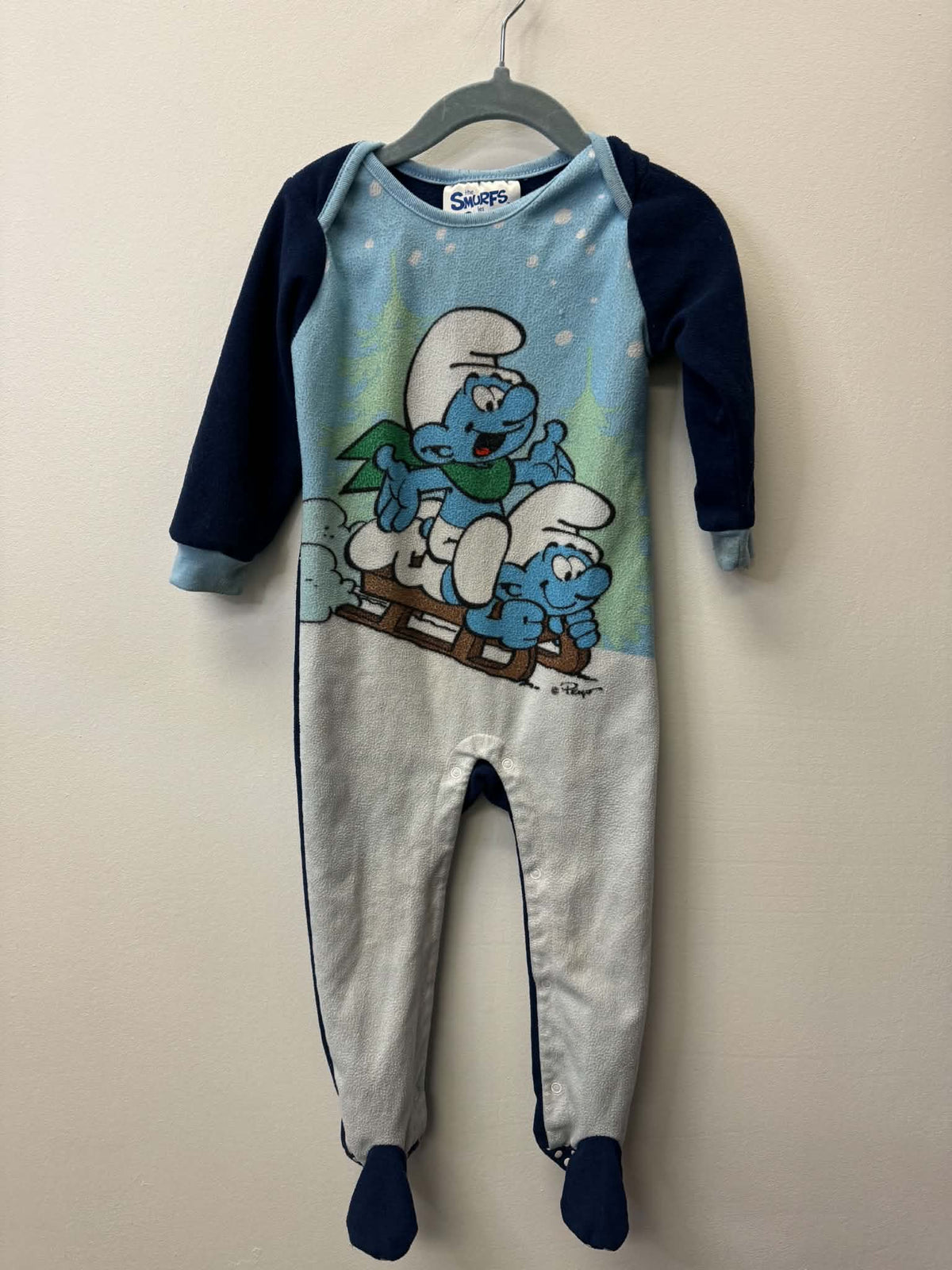 THE SMURFS FLEECE SLEEPER SIZE 12-18M