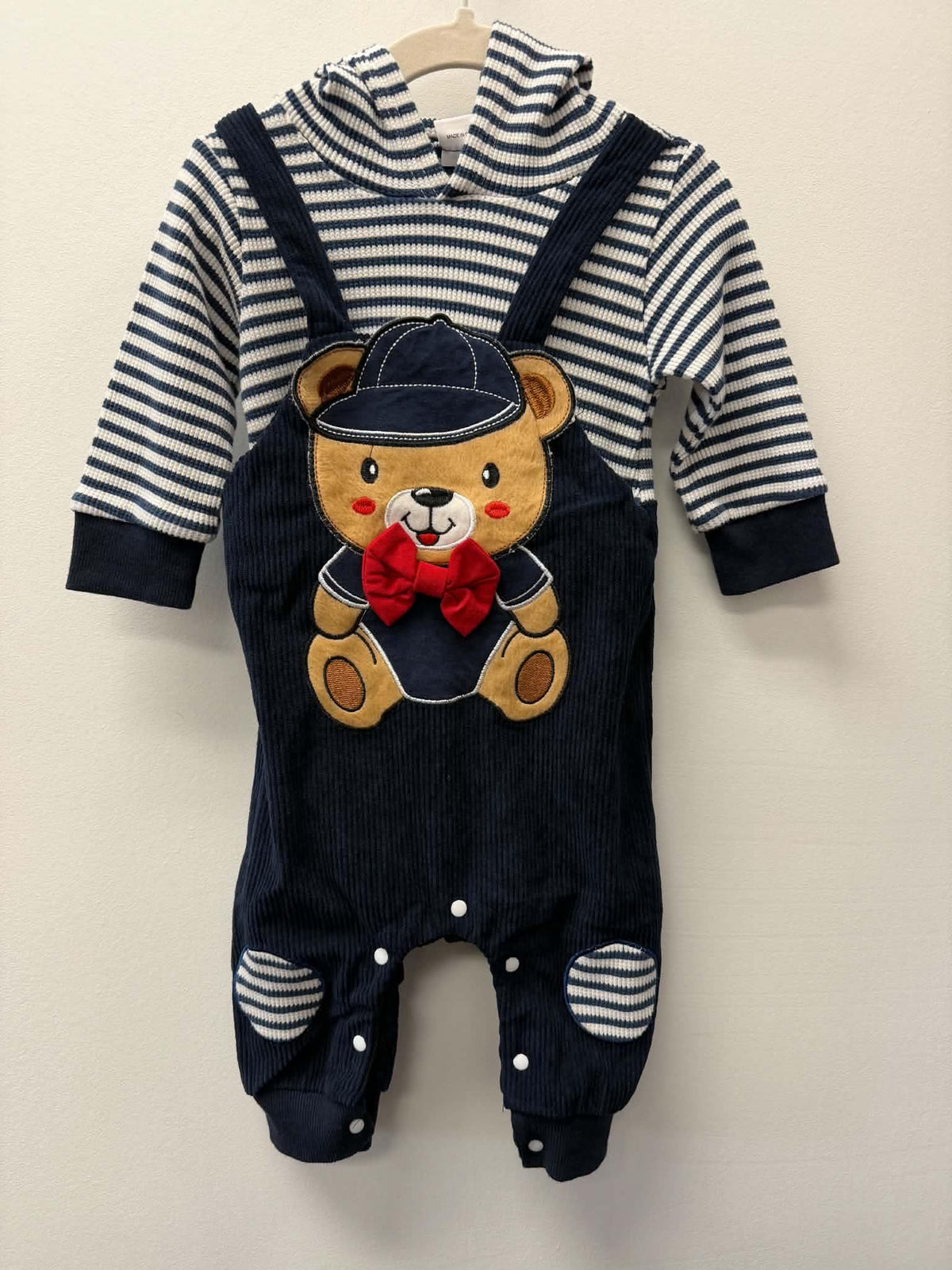 2 PIECE BEAR OVERALL SET SIZE 6-9M