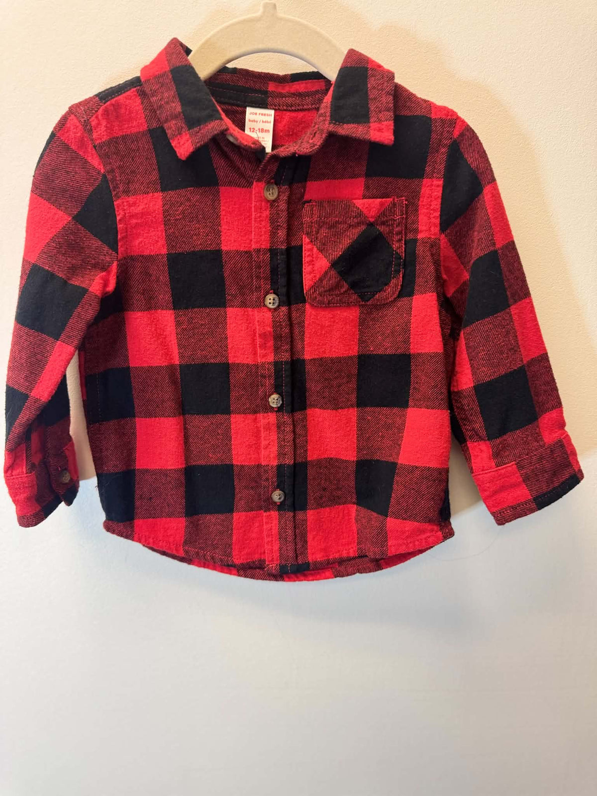 JOE FRESH RED PLAID SIZE 12-18M